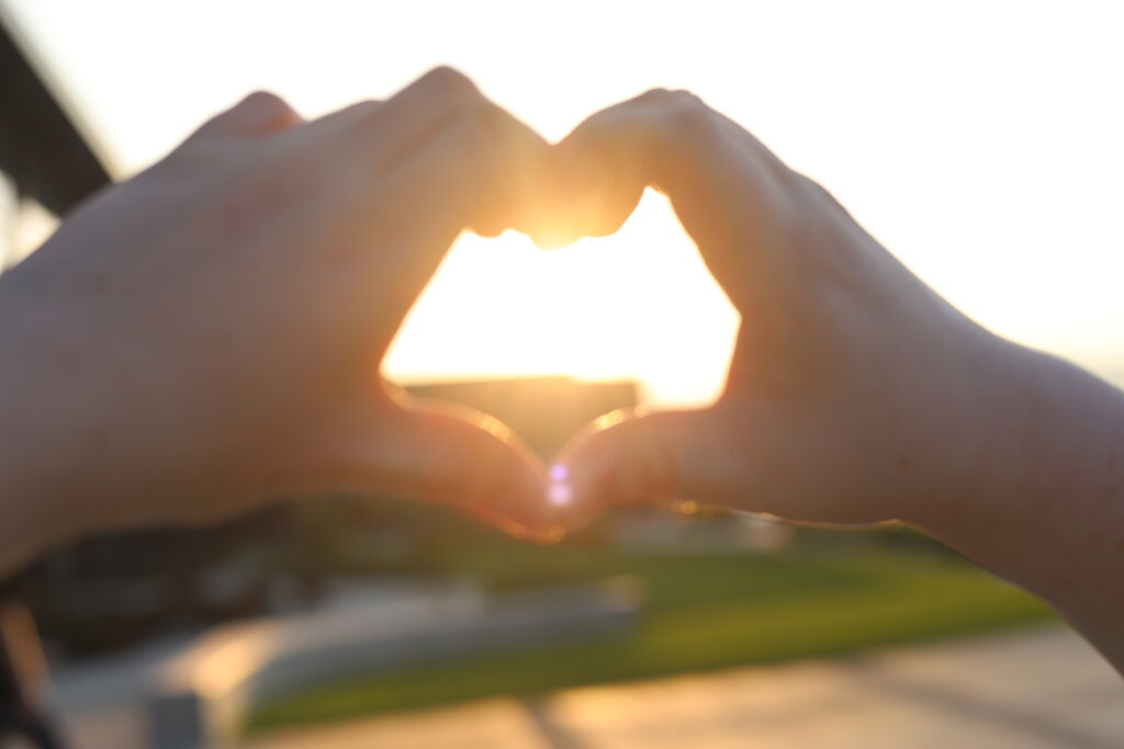 Heart Hands at Sunset